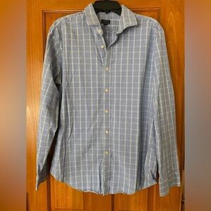 J. Crew Men’s Large Slim Collared Button Down Long Sleeve Plaid Cotton Blue